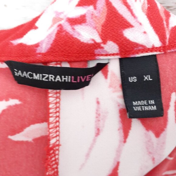 Isaac Mizrahi Pebble Knit Wide Leg Pants XL Pull On Red Floral NWOT 168A - Picture 3 of 4